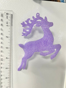 Purple with white glitter reindeer ornament #1