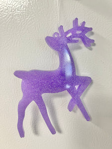 Purple with white glitter reindeer ornament #2