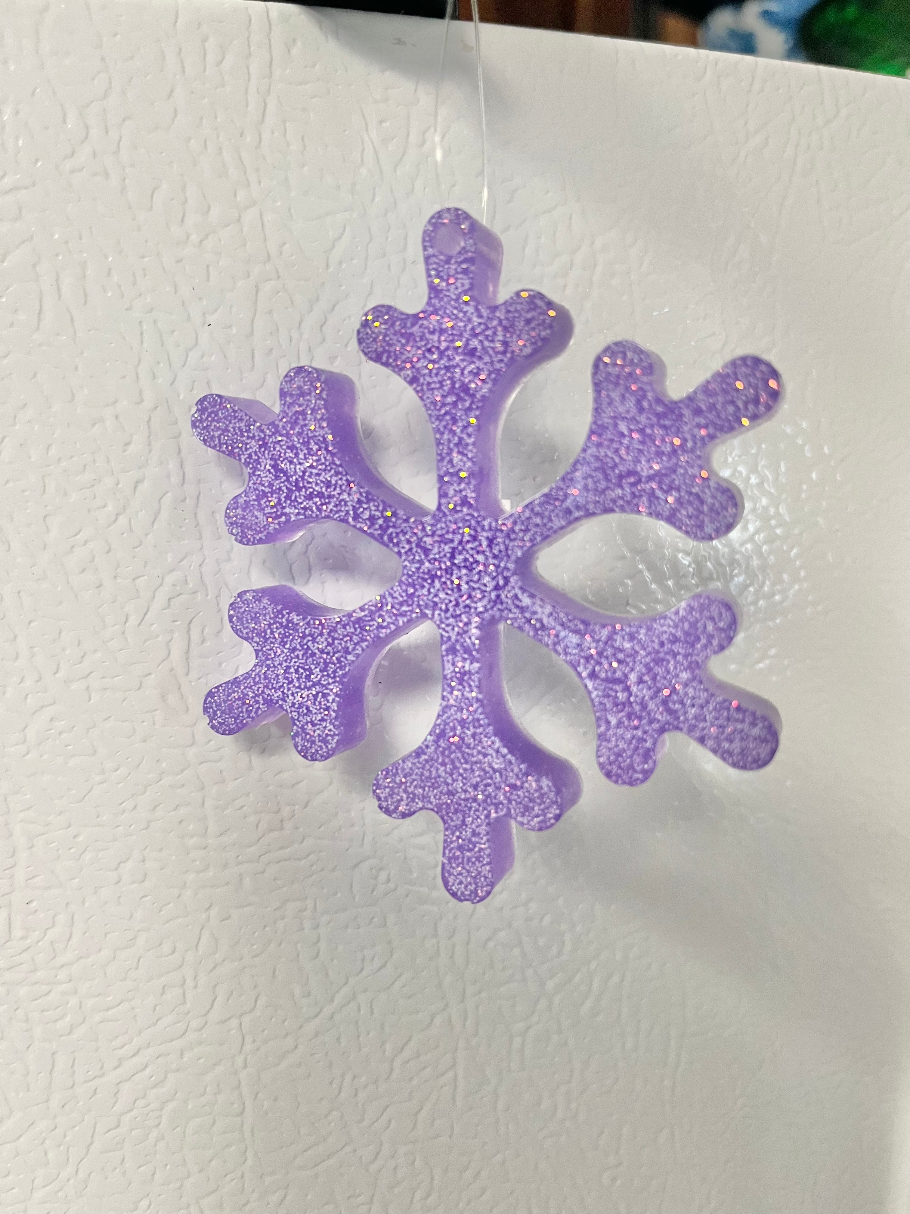 Purple with white glitter Snowflake ornament #2