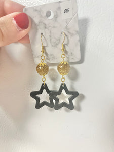 Black and gold beaded Star earrings