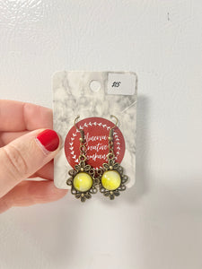 Yellow pendant tray earrings