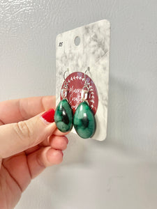 Green teardrop cabochon earrings