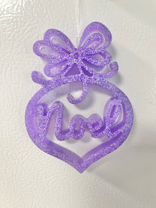 Purple with white glitter Noel ornament