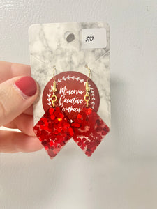 Red glitter diamond-shaped earrings