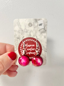 Pink round cabochon earrings