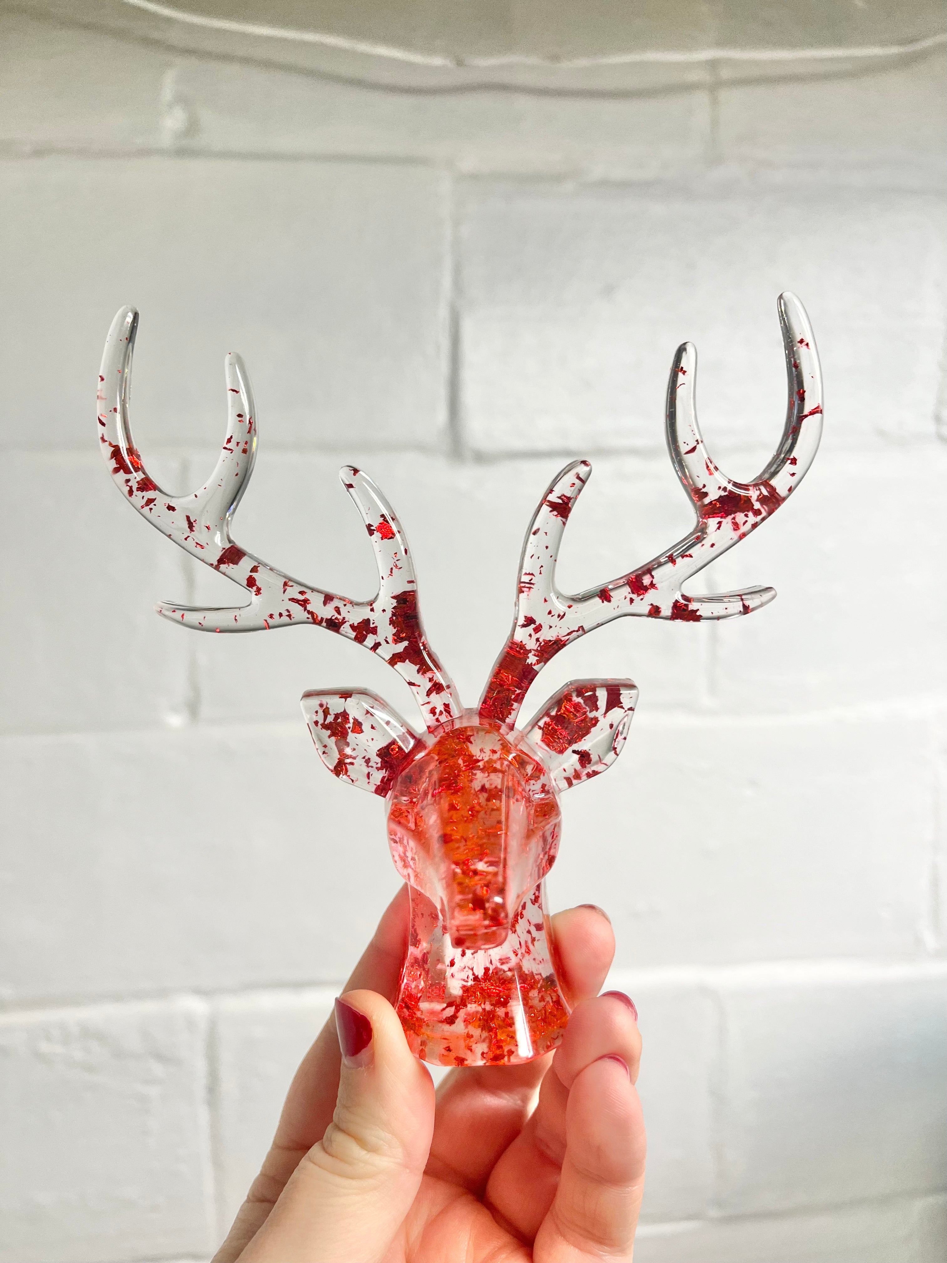 Red foil reindeer jewelry holder