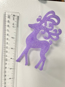 Purple with white glitter reindeer ornament #3