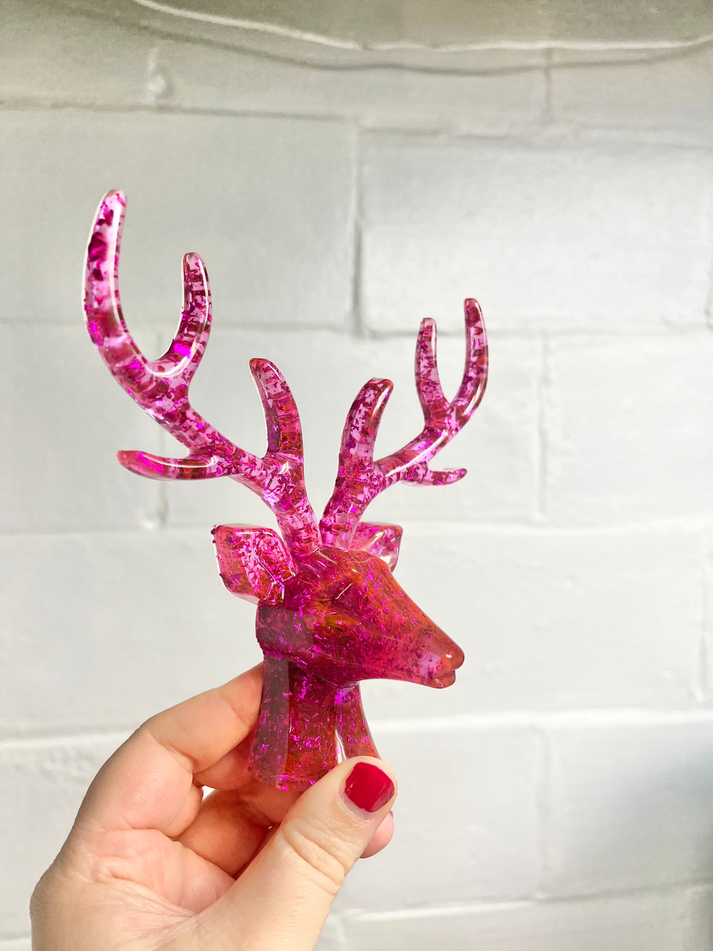 Purple foil reindeer jewelry holder