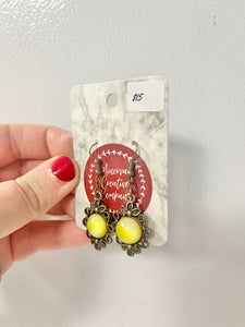 Yellow pendant tray earrings