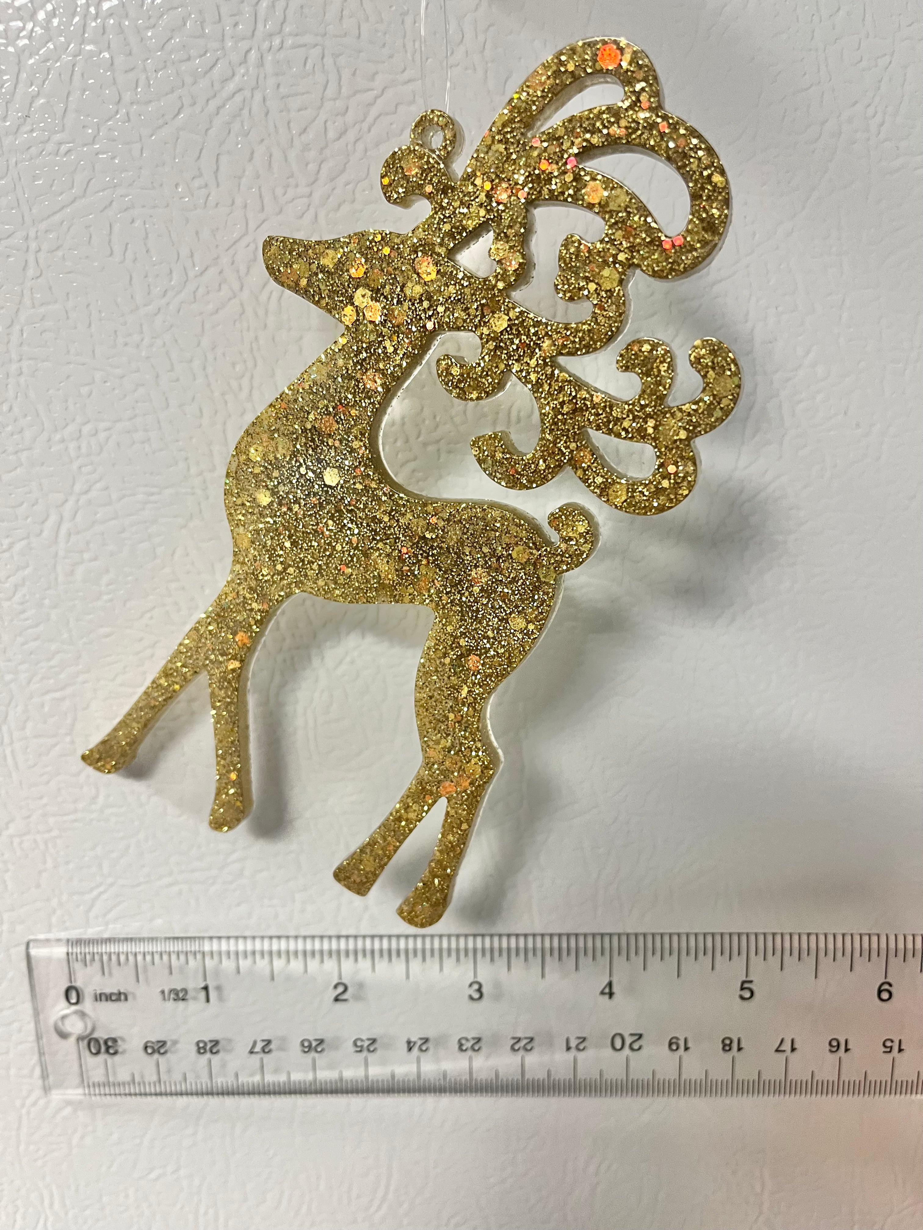 Antique gold holographic glitter reindeer #3