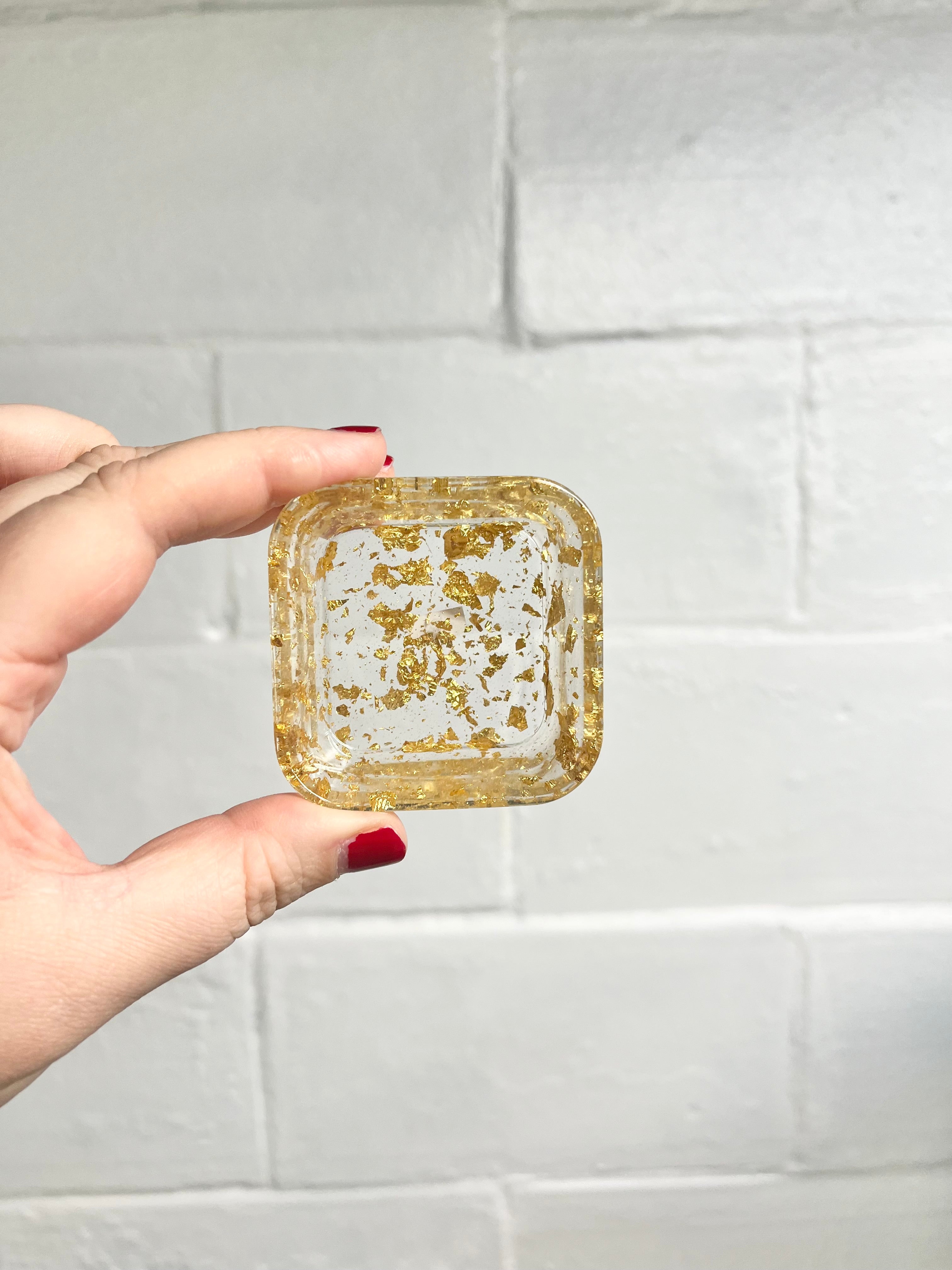 Gold foil square jewelry dish