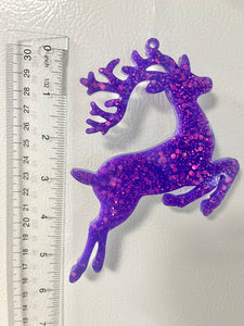 Purple holographic glitter reindeer ornament #4