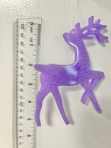 Purple with white glitter reindeer ornament #2