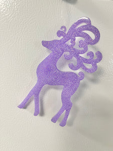 Purple with white glitter reindeer ornament #3