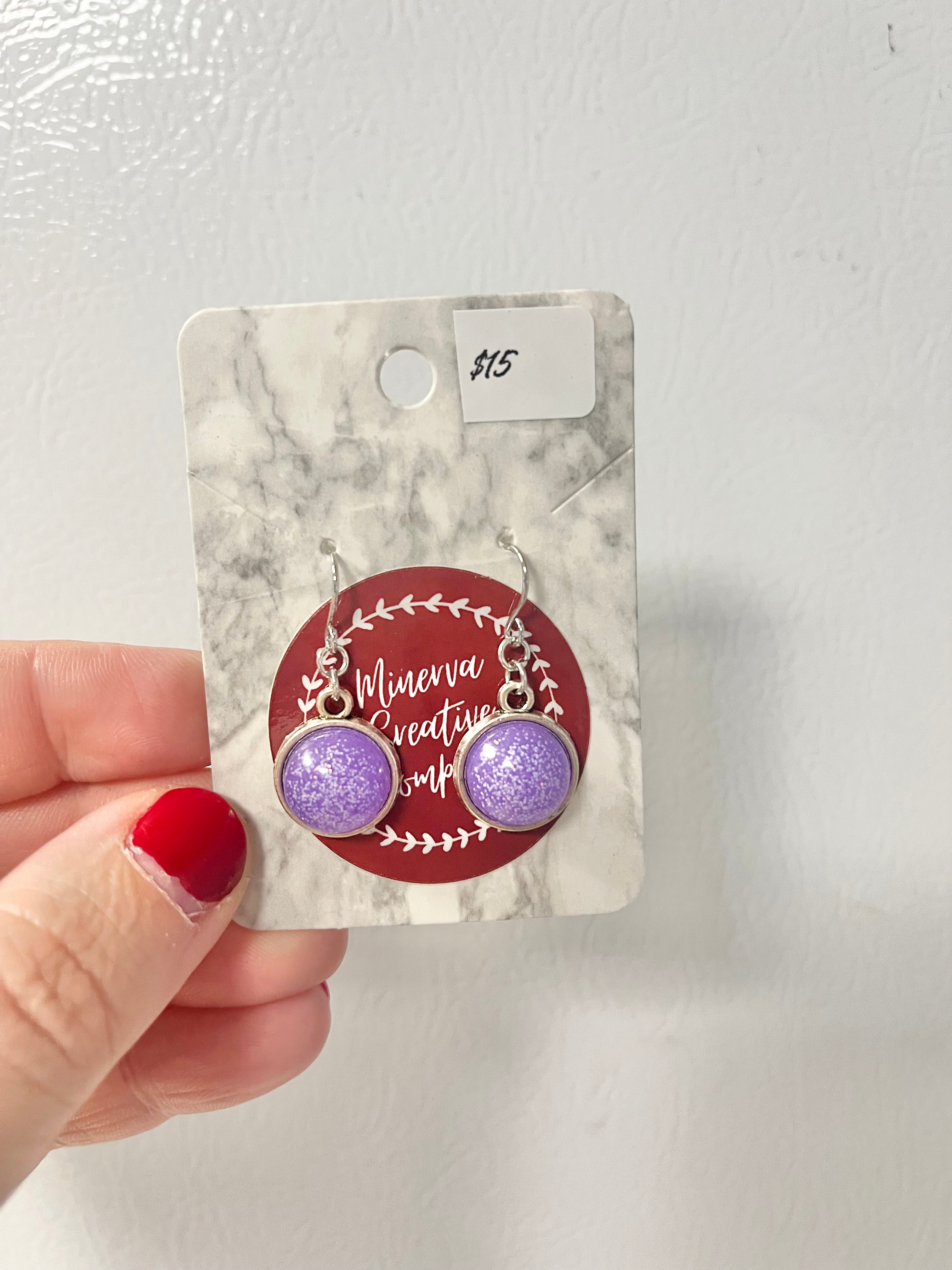 Purple sparkle earrings