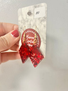 Red glitter diamond-shaped earrings