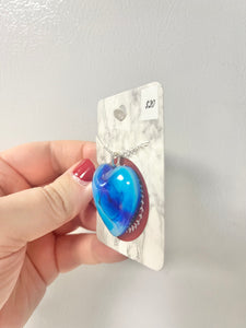 Blue heart cabochon pendant necklace