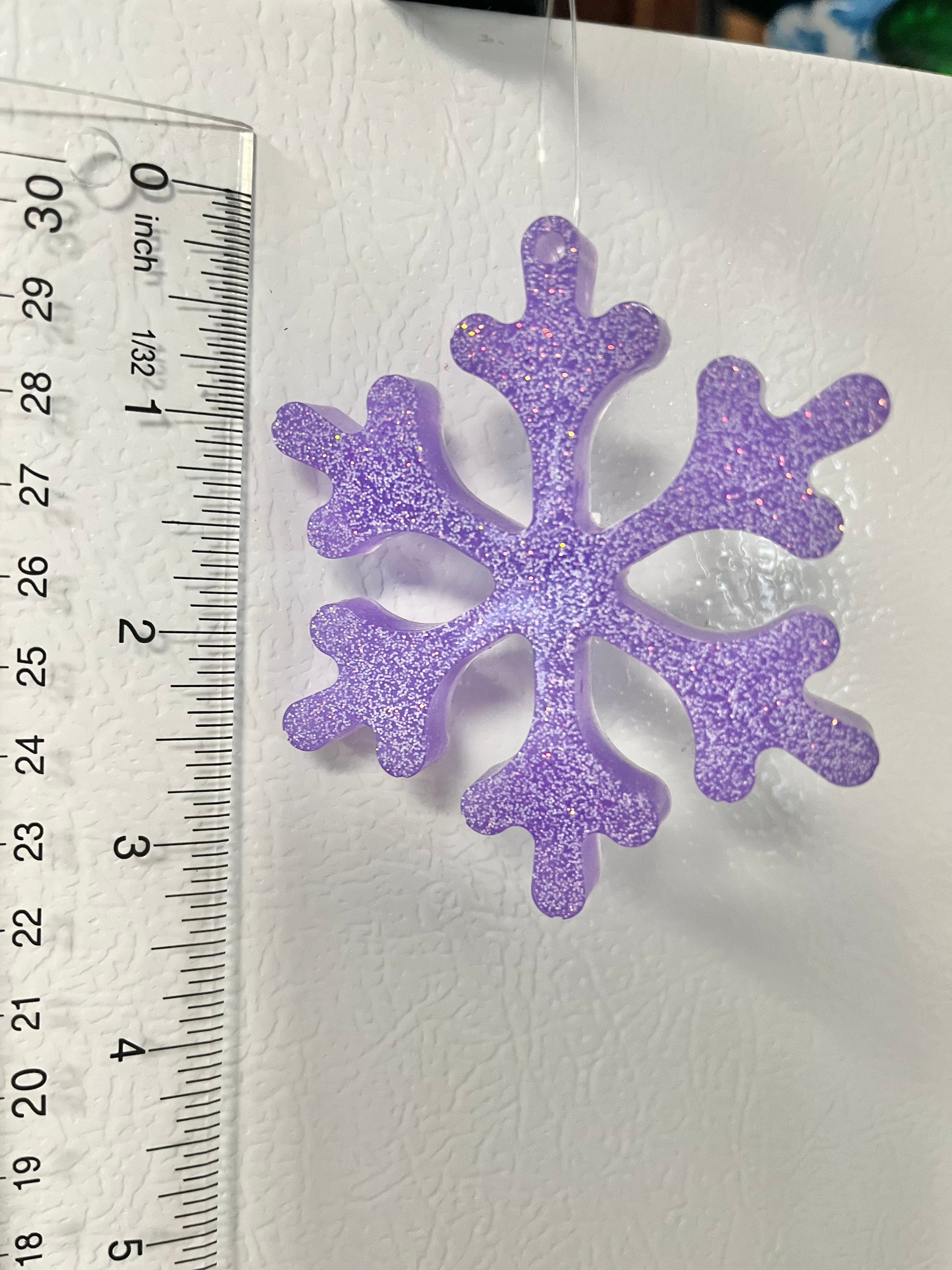 Purple with white glitter Snowflake ornament #2