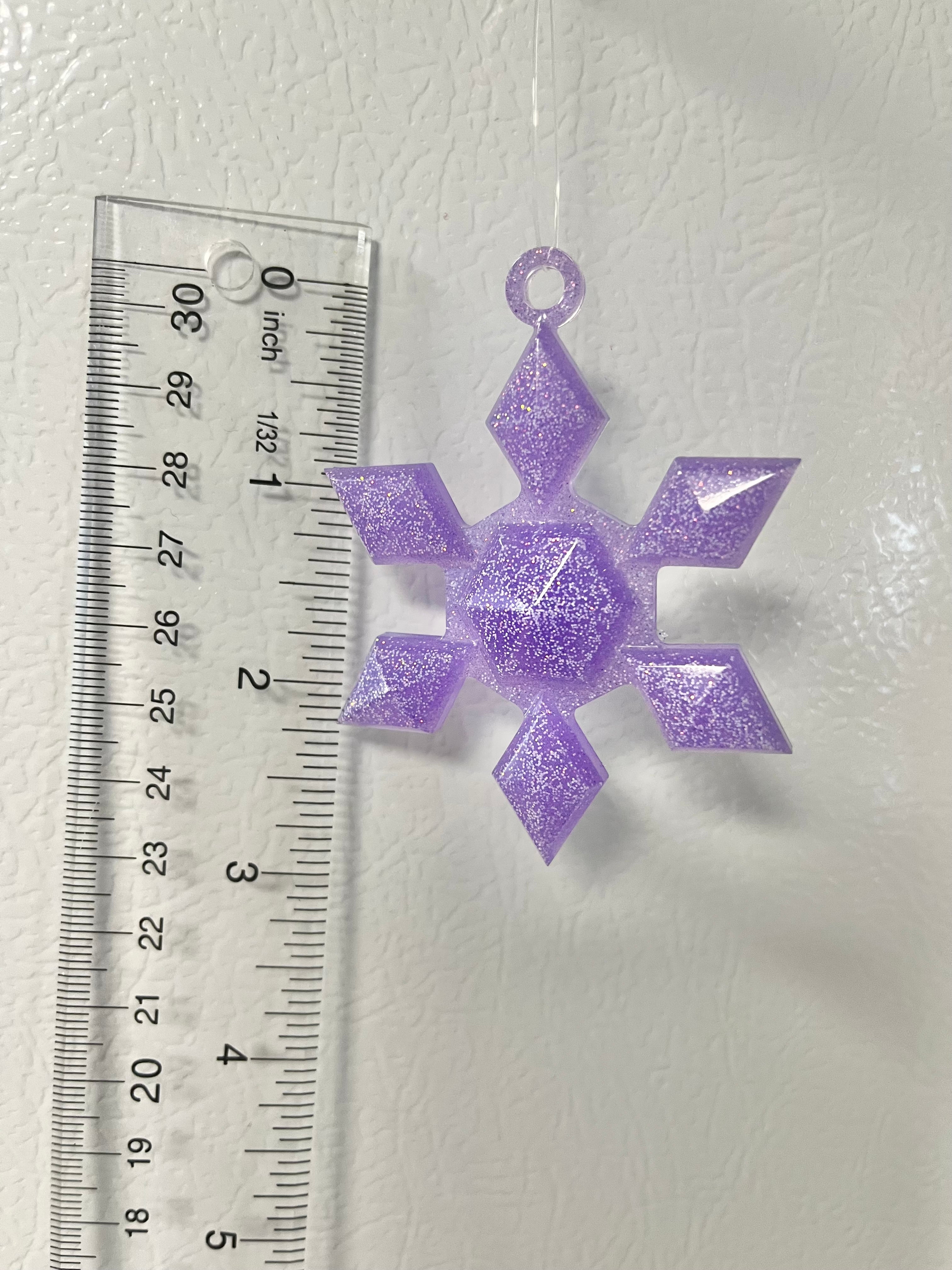 Purple with white glitter Snowflake ornament #1