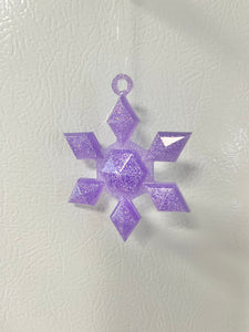 Purple with white glitter Snowflake ornament #1