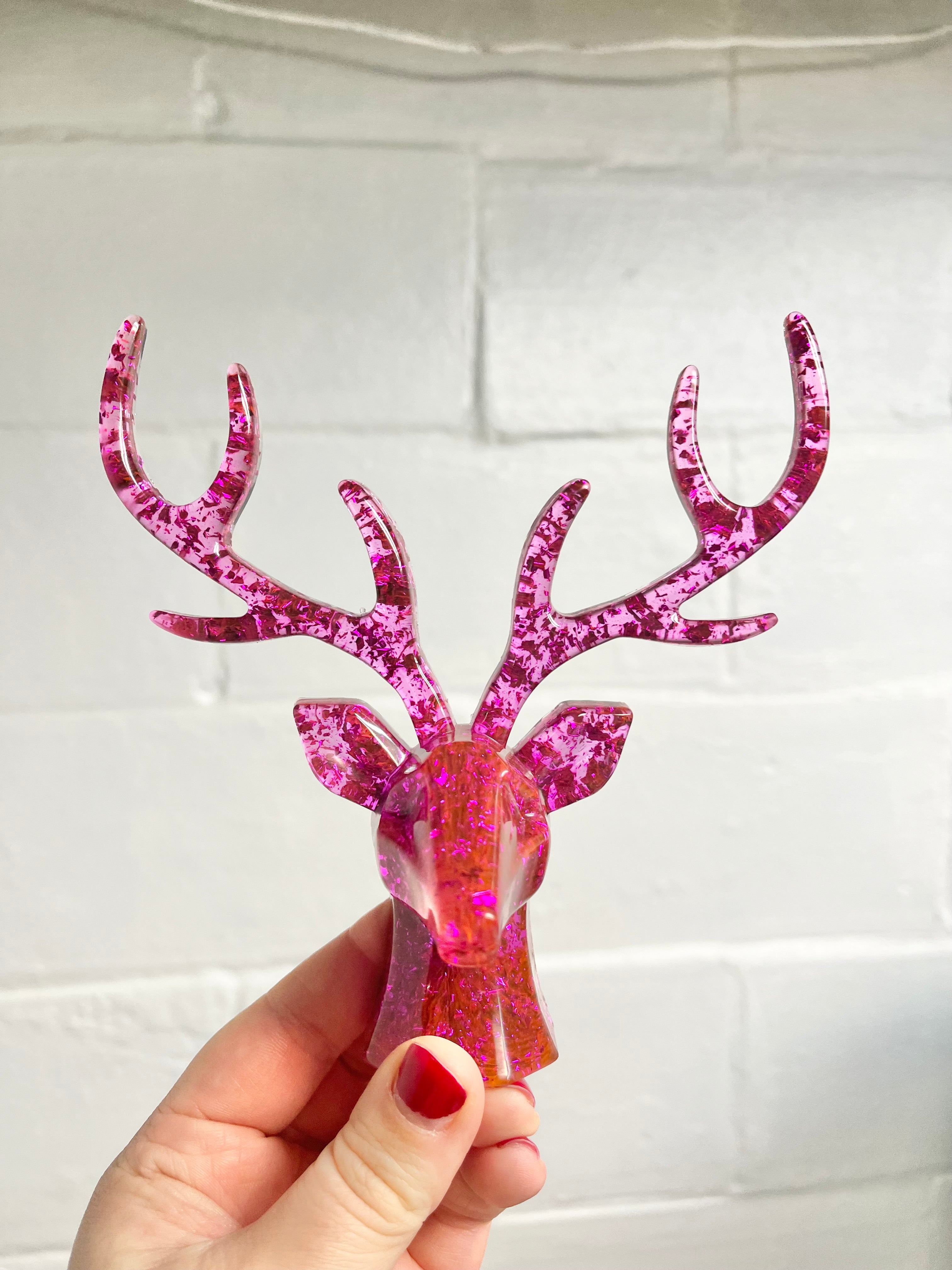 Purple foil reindeer jewelry holder