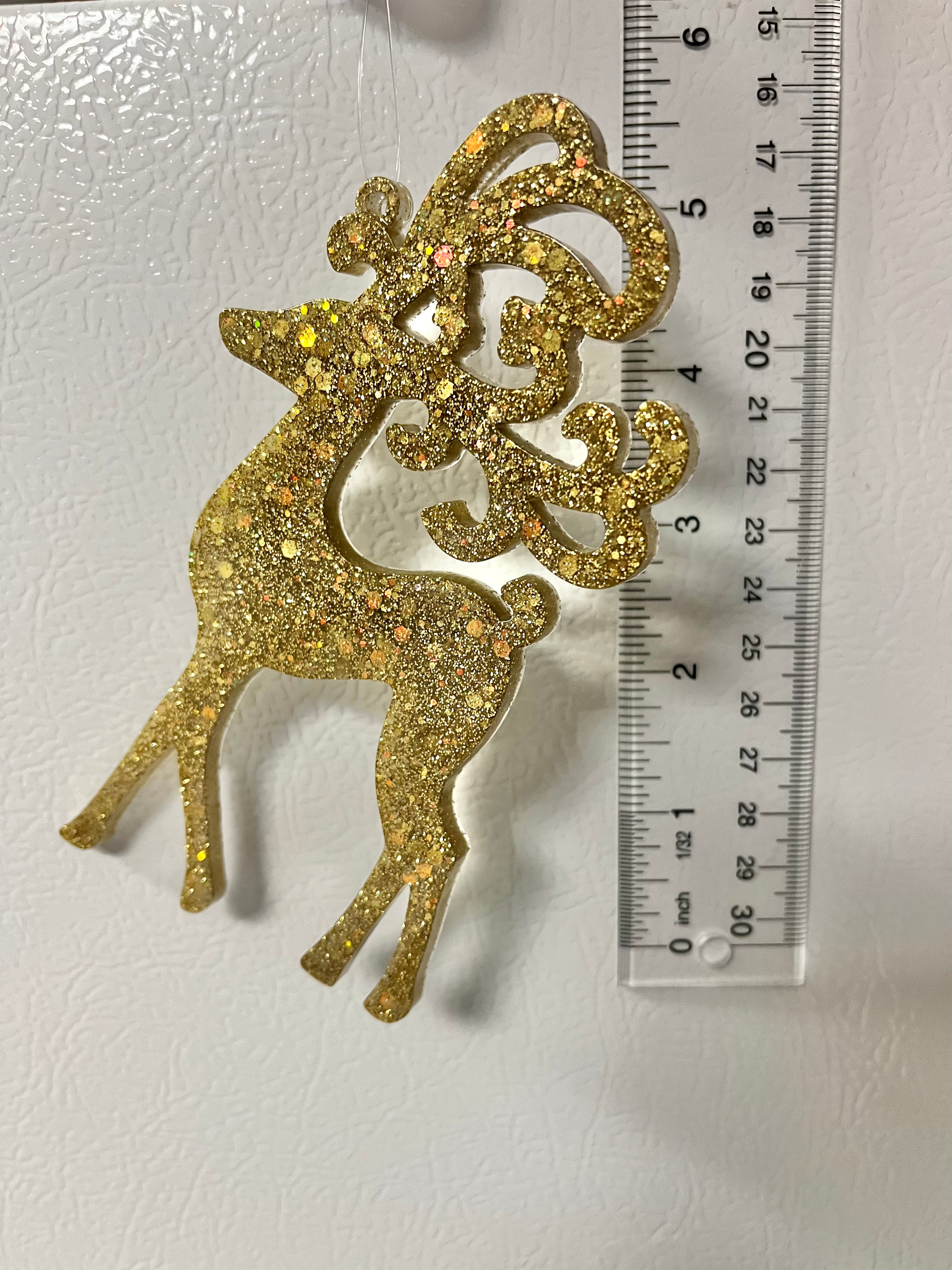 Antique gold holographic glitter reindeer #3