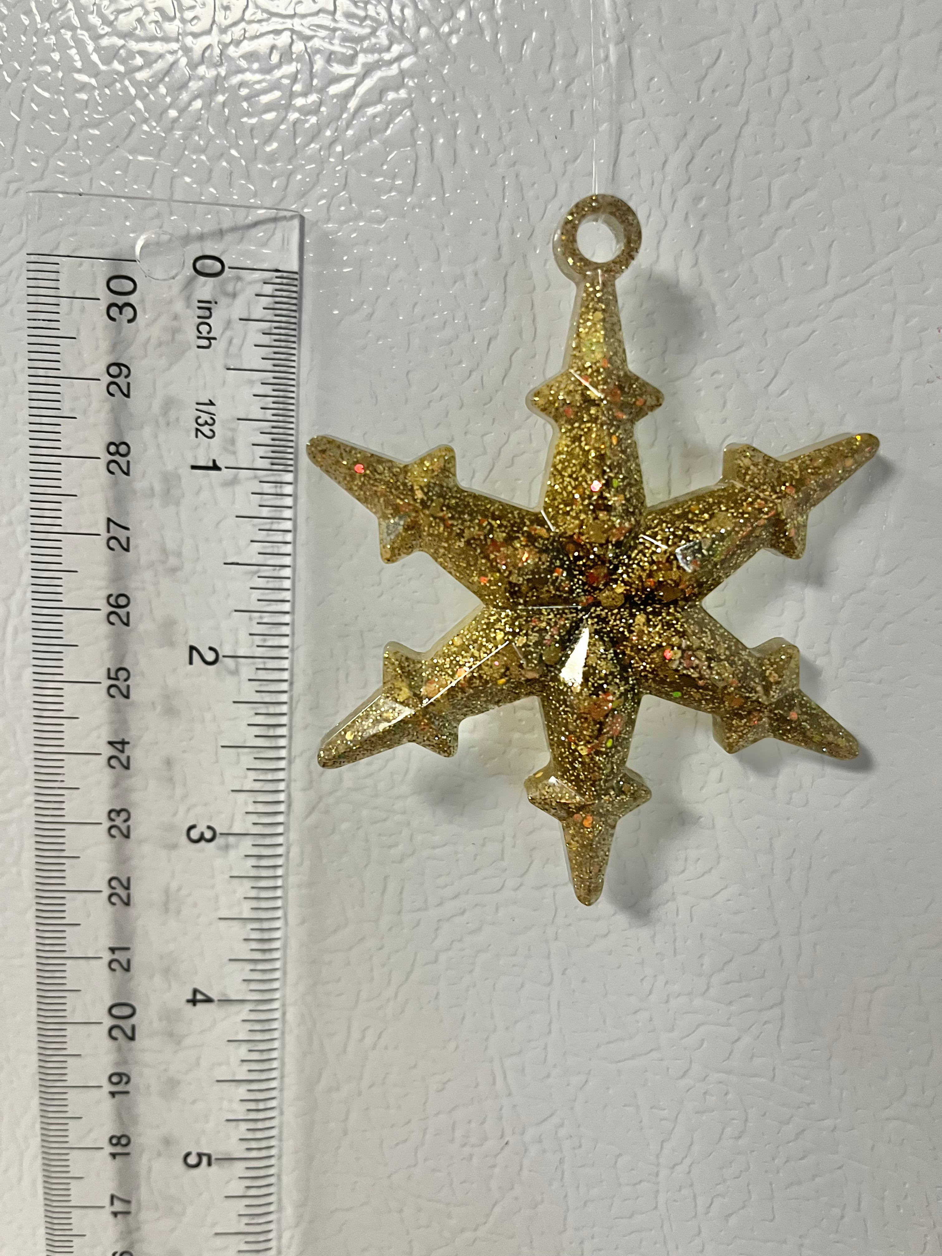 Antique gold holographic glitter snowflake #5