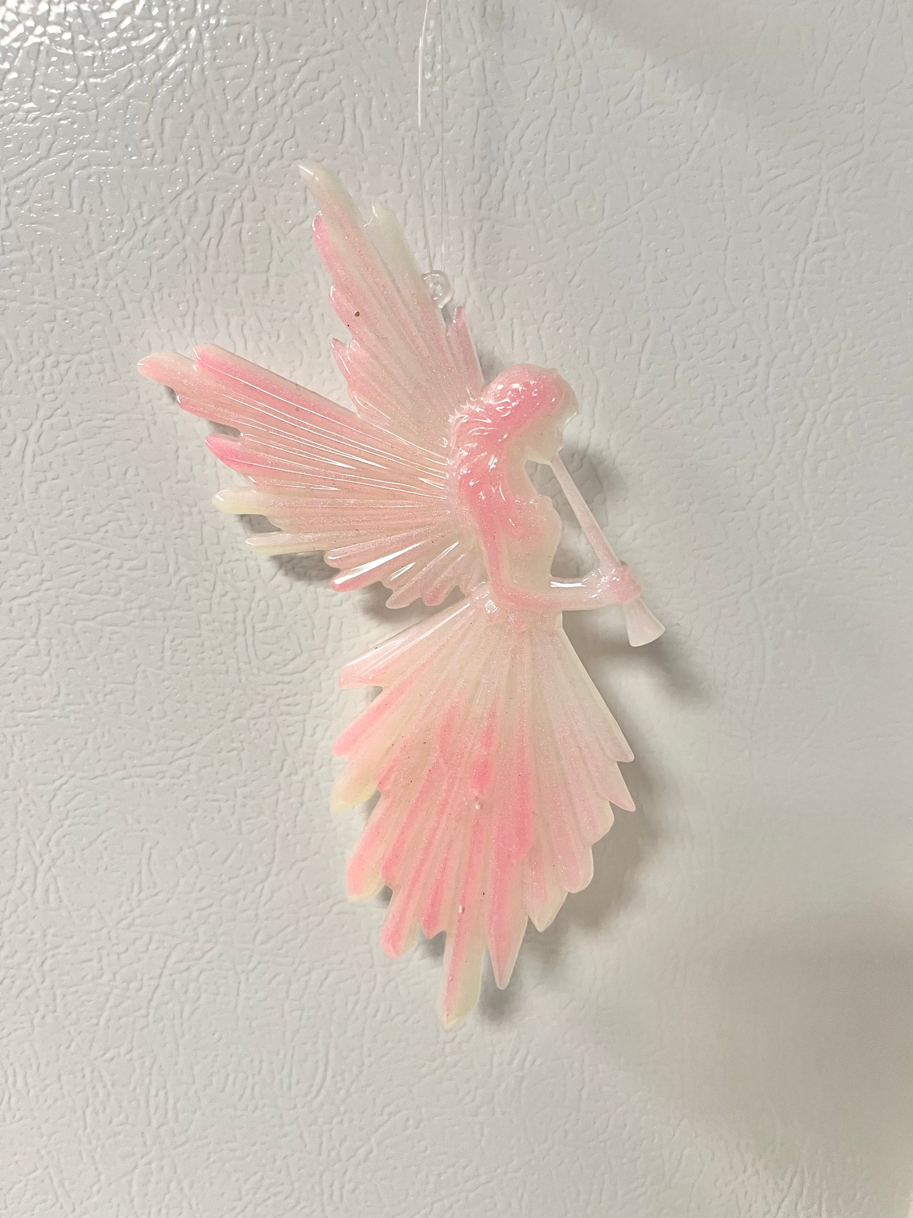 White and pink angel ornament