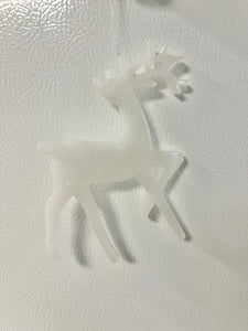 White glitter Reindeer Ornament #3