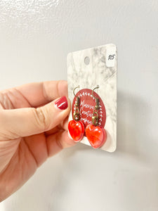 Bright red heart cabochon earrings