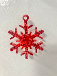 Red glitter snowflake Christmas ornament #4