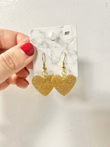 Gold glitter heart earrings