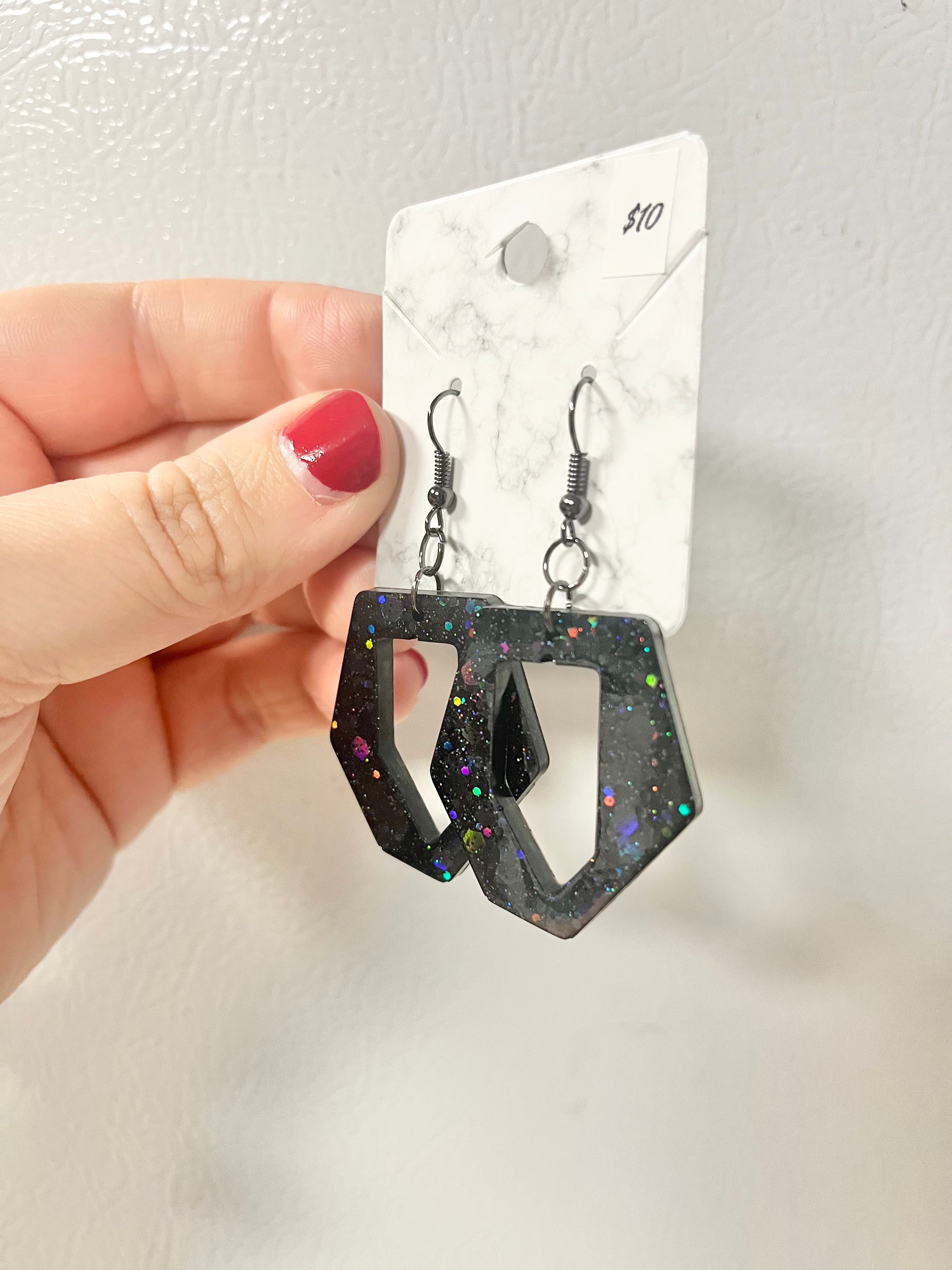 Black holographic earrings