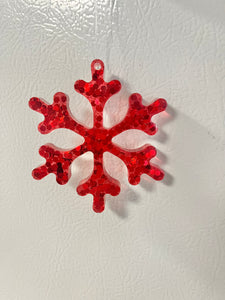 Red glitter snowflake Christmas ornament #5