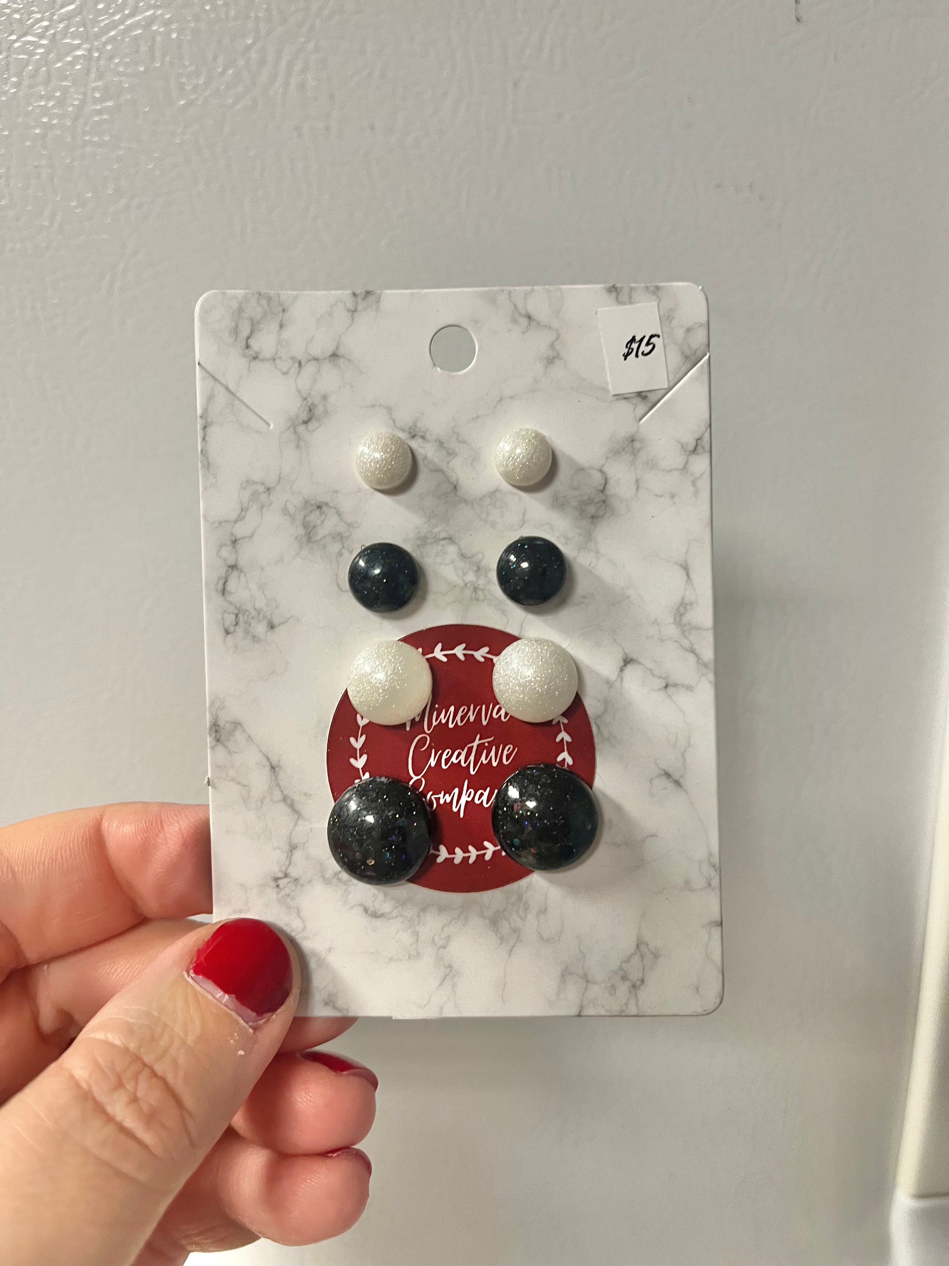 Black and white earring set #2