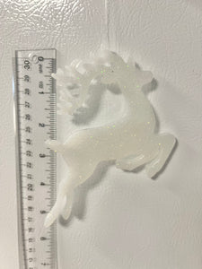 White glitter Reindeer Ornament #6