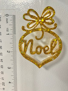 Bright Gold holographic glitter Noel ornament