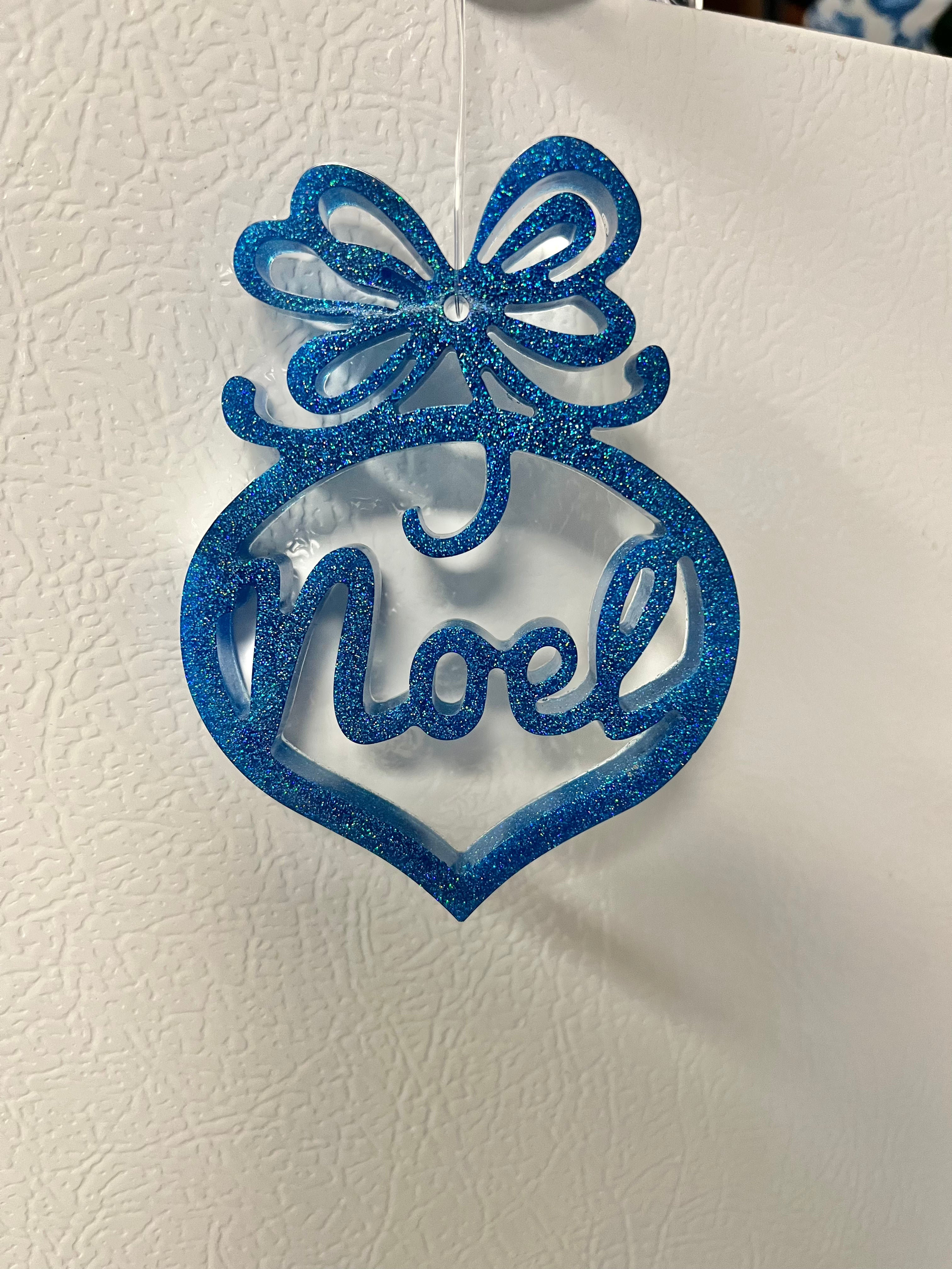 Blue turquoise Noel ornament