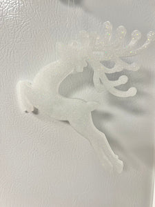 White glitter Reindeer Ornament #2