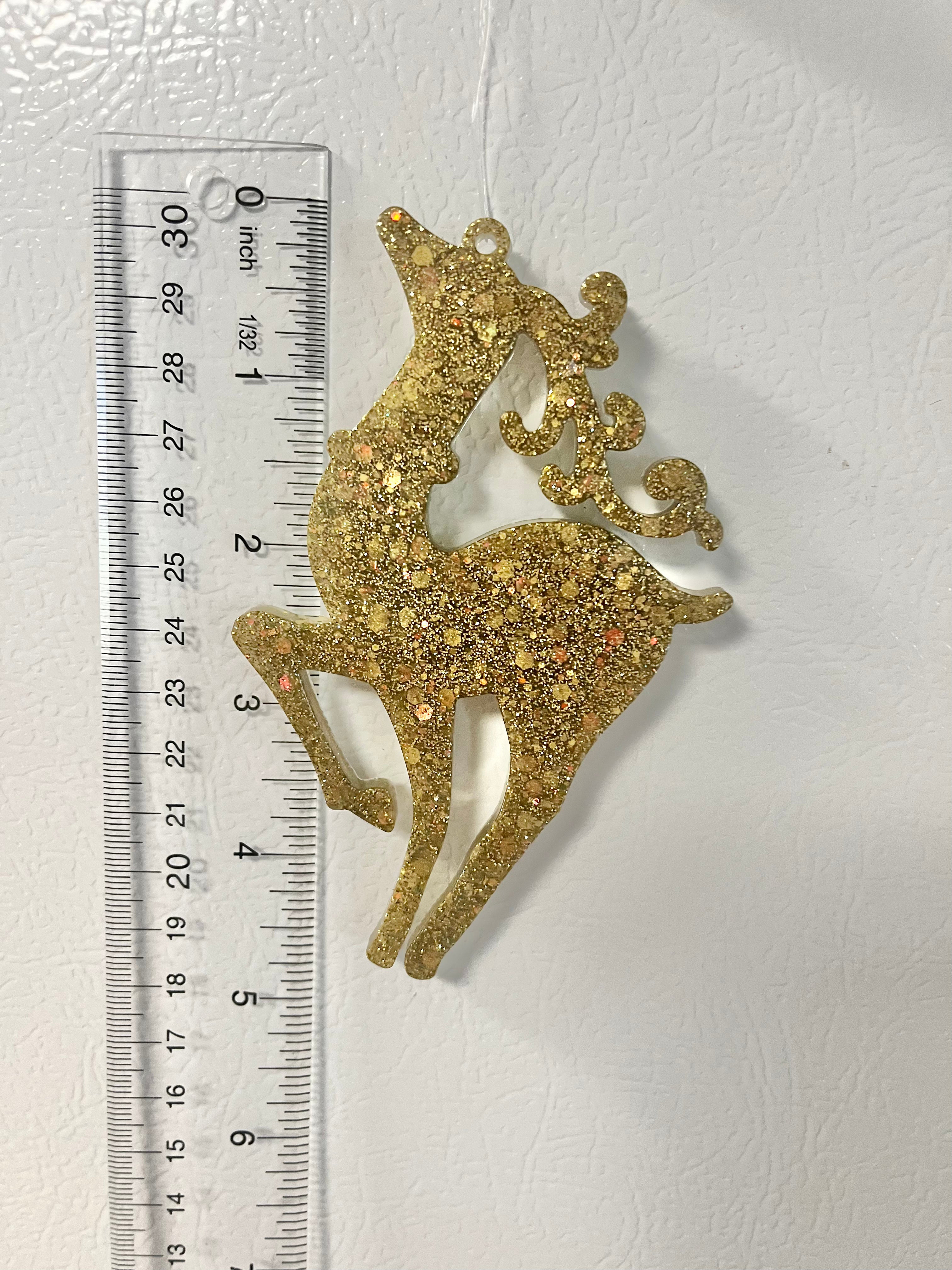 Antique gold holographic glitter reindeer #5