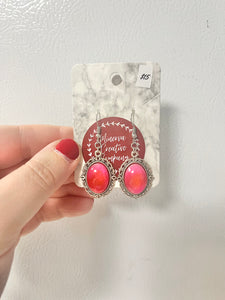 Pink oval cabochon earrings