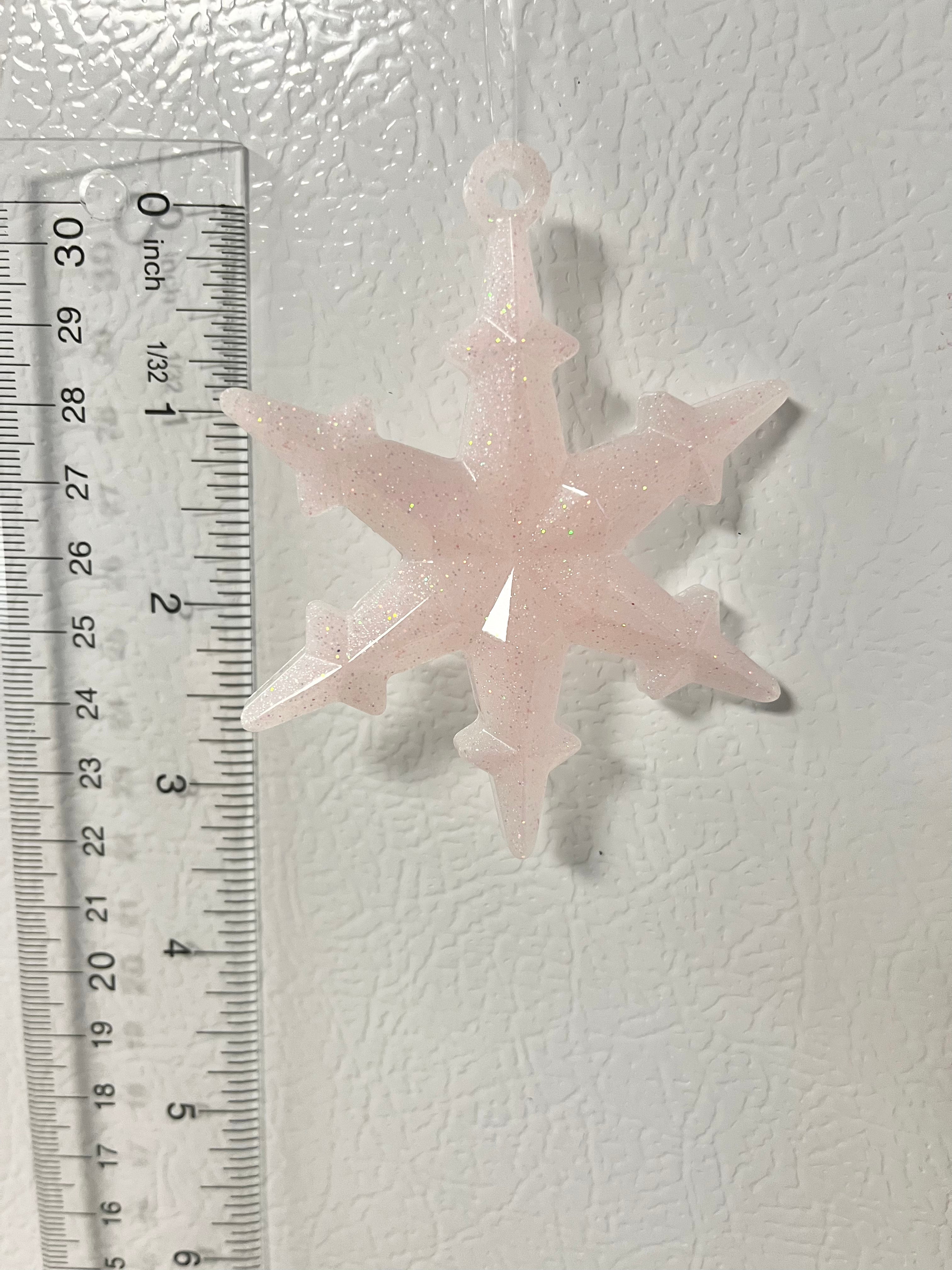 Pale Pink glitter snowflake ornament #1