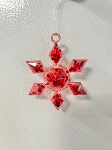 Red glitter snowflake Christmas ornament #3