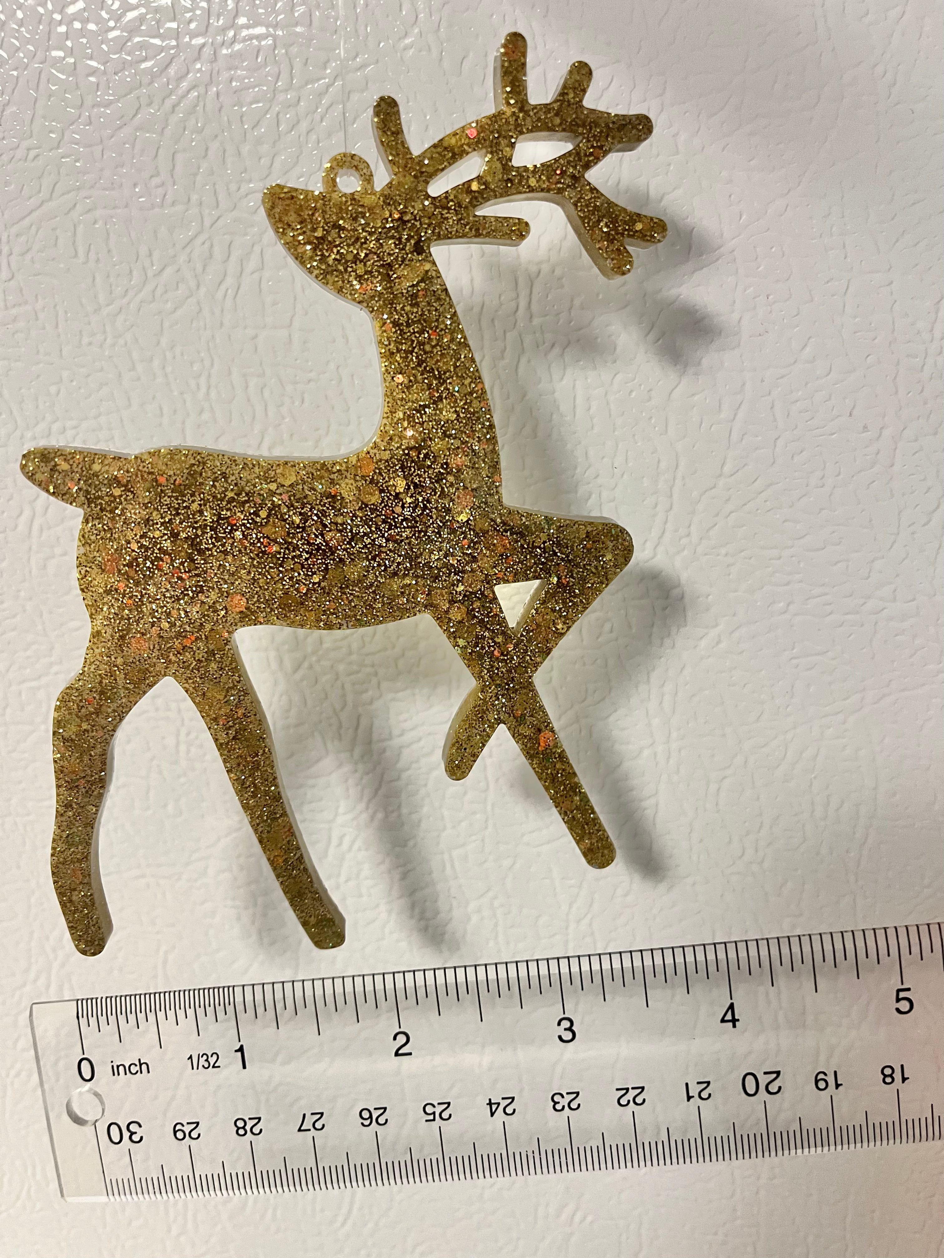 Antique gold holographic glitter reindeer #4