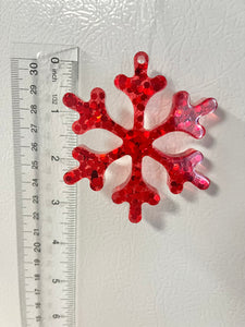 Red glitter snowflake Christmas ornament #5