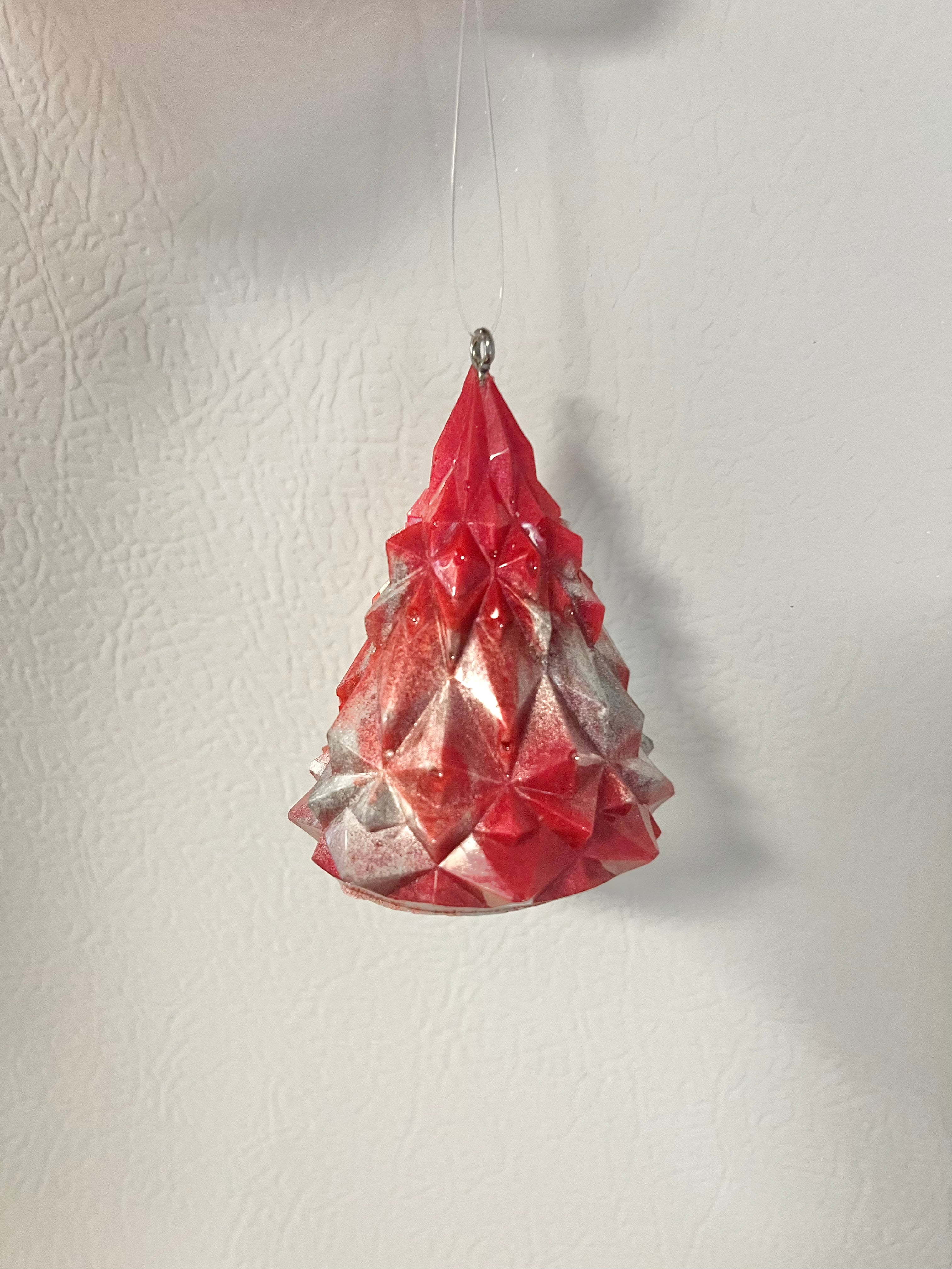 Red and grey Christmas tree ornament #1