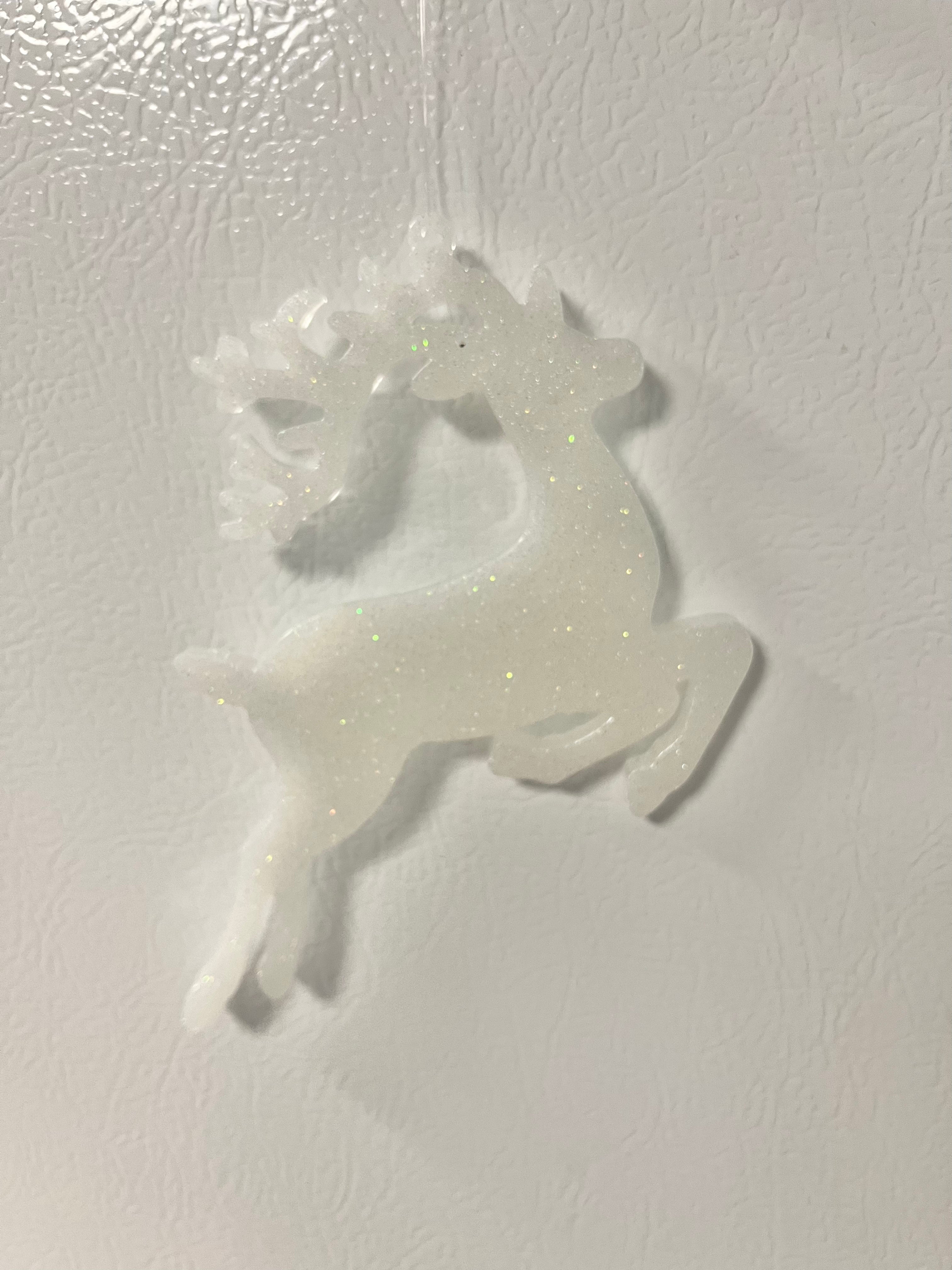 White glitter Reindeer Ornament #6