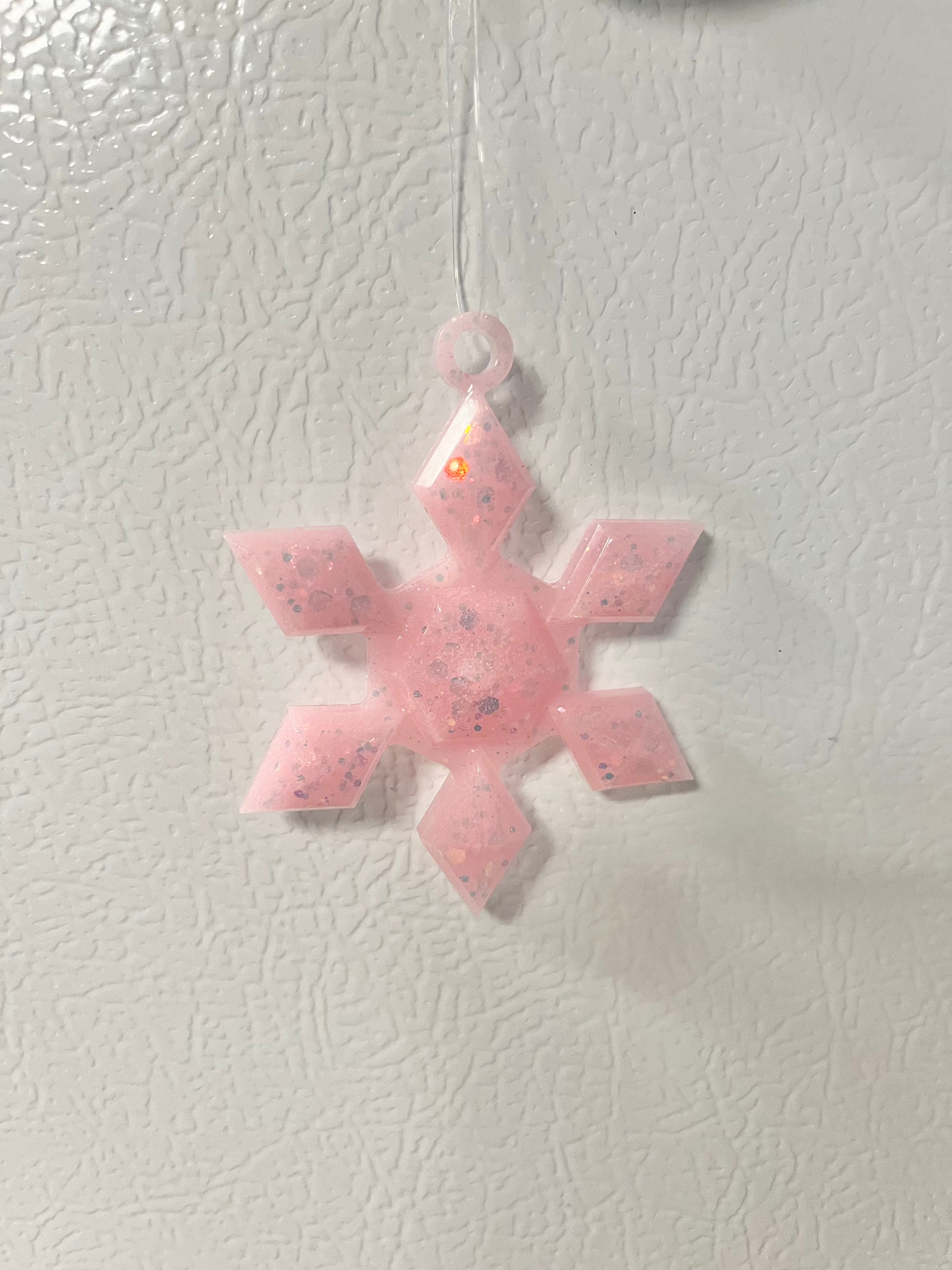 Bubblegum pink glitter snowflake #2