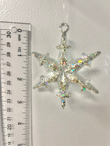 Silver holographic glitter snowflake ornament #5