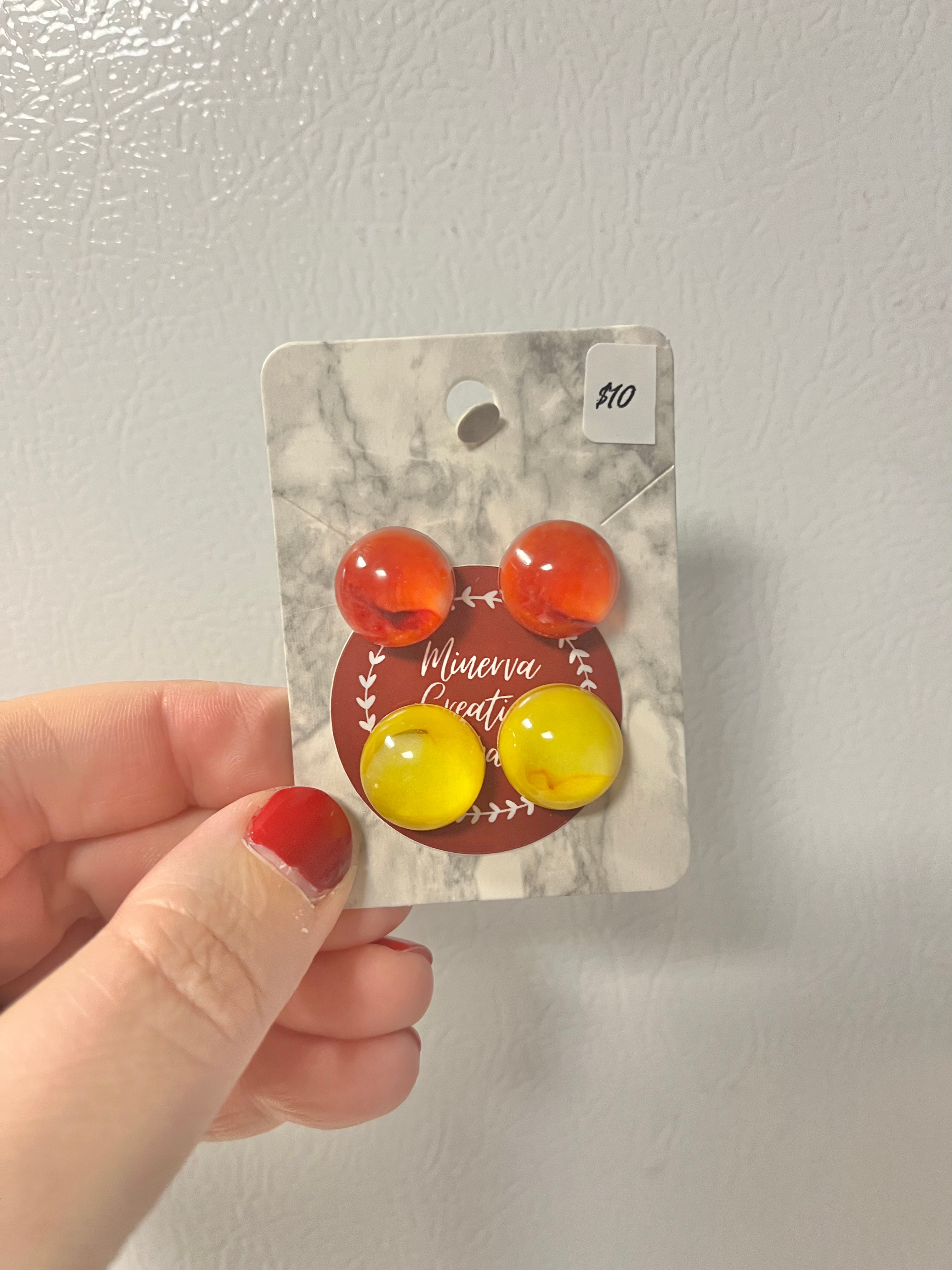 Red and yellow earring set